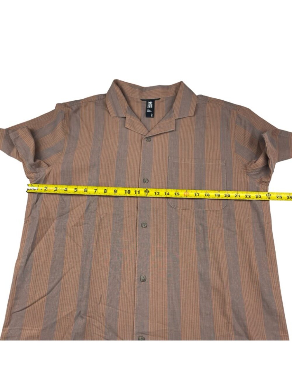 Mountain Hardwear Men's Cotton/Hemp S/S Camp Shirt Brown/Blue Stripe • Large - Picture 7 of 7